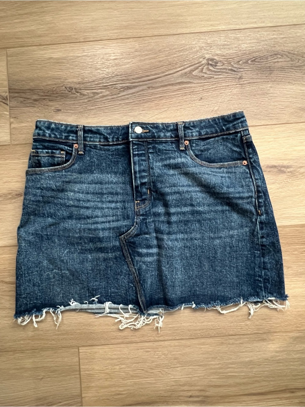 Old Navy Blue Frayed Hem Denim Mini Jean Skirt size 14